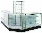 Comptoir vitré hexagonal 2/3 vision aluminium - Comptoirs Vitrés - Mobico Canada