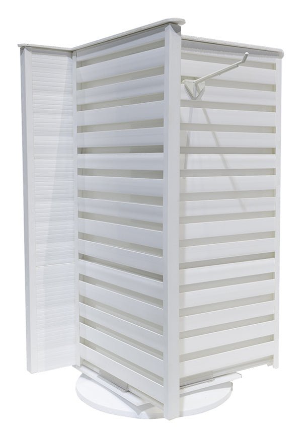 Tour pivotante de slatwall en plastique 13.5” x 13.5” x 19”H - Présentoirs de comptoir - Mobico Canada