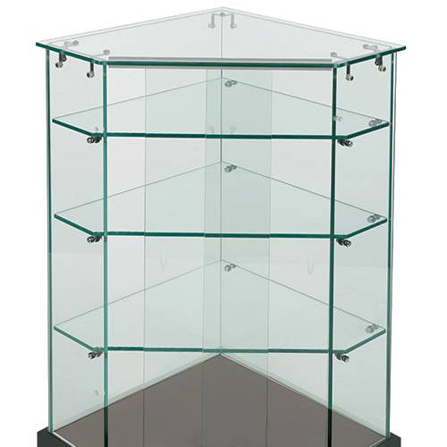 Présentoir vitré en coin verre sur verre - Comptoirs Vitrés - Mobico Canada