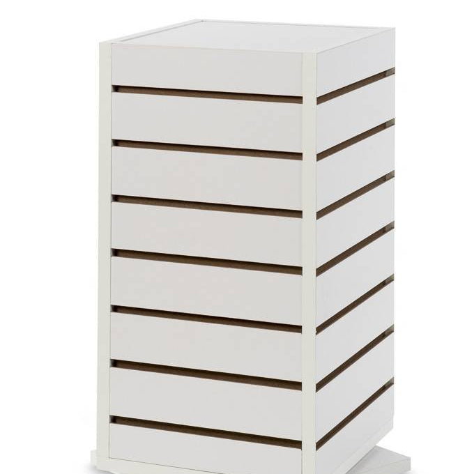 Tour de comptoir pivotante en slatwall 12"x 12"x 25"H, noir, blanc ou érable - Présentoirs de comptoir - Mobico Canada