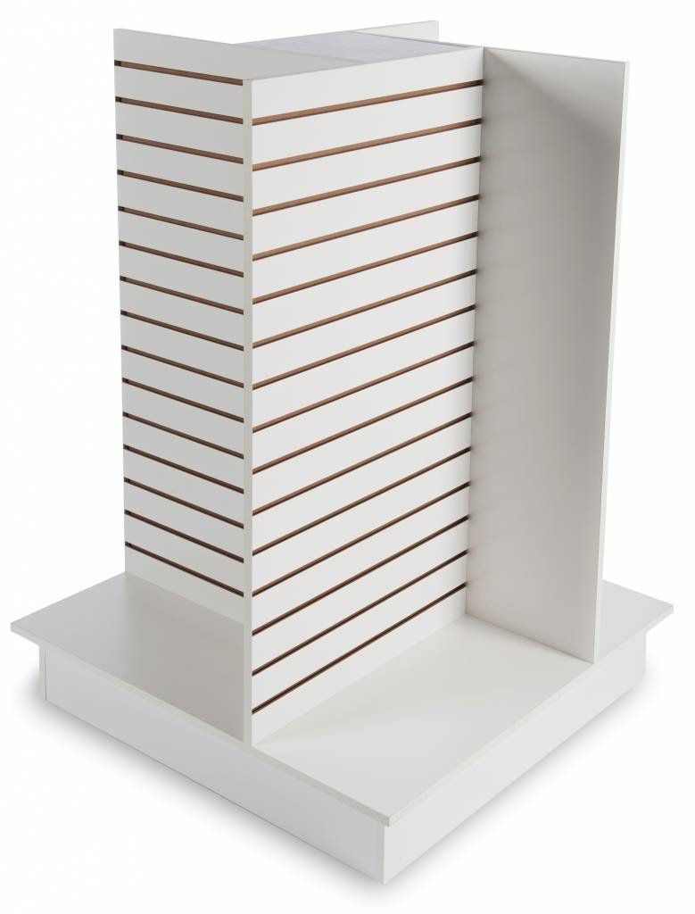 Gondole de slatwall en croix 4 côtés 36’’x 36’’x 54’’H noir, blanc ou érable  - Pharmacie - Mobico Canada