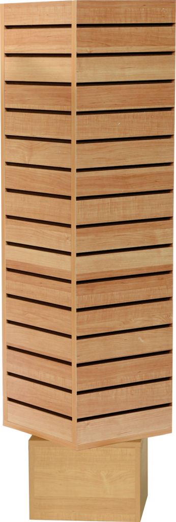 Tour pivotante en slatwall 16''x 16''x 60''H blanc, érable ou noire - Pharmacie - Mobico Canada