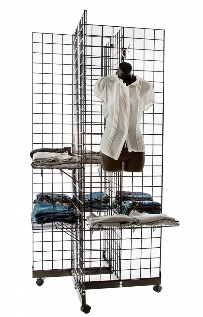 Base 4 côtés sur roues pour grilles & slatgrilles 24"L - Présentoirs pour vos événements - Mobico Canada