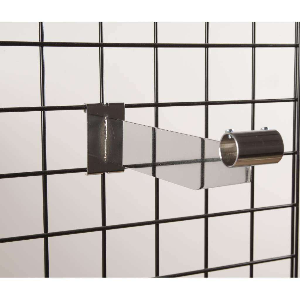 Support 12” pour pôle ronde 1 - 1/4" à 1 - 5/16" diamètre pour grille, chrome - Accessoires pour grille - Mobico Canada