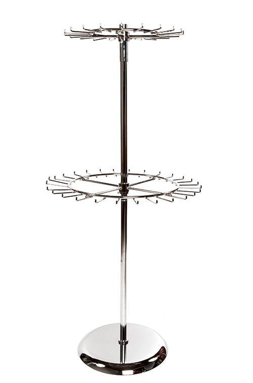 Présentoir pivotant à ceintures 2 niveaux, 60"H chrome - Présentoirs d'accessoires mode - Mobico Canada