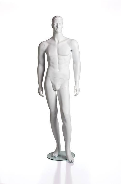 Mannequin homme avec visage et cheveux moulés, fibre de verre blanc - Mannequin homme - Mobico Canada