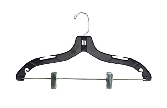 Cintre en plastique avec pinces 17" clair ou noir - Présentoirs pour vos événements - Mobico Canada