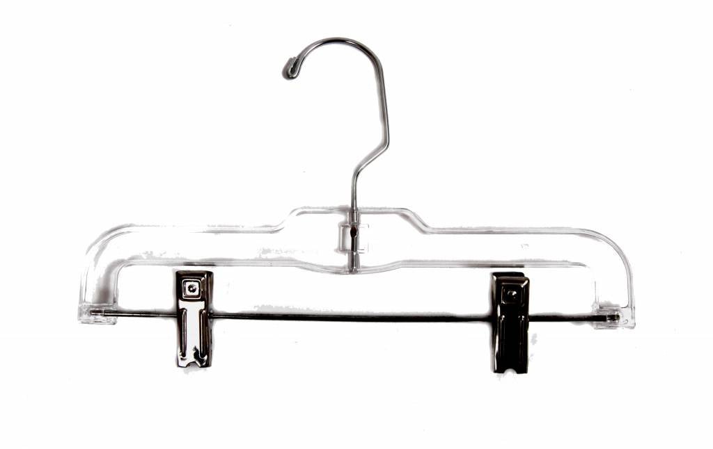 Cintre en plastique avec pinces 11"/14" clair ou noir - Présentoirs pour vos événements - Mobico Canada