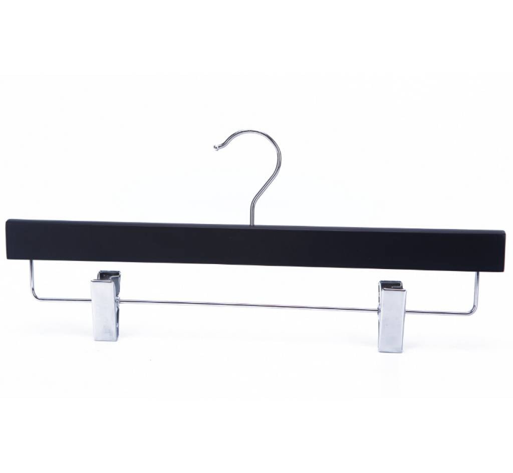 Cintre en bois noir mat pour pantalon 14'' - Boîte de 100 - Boutique de golf - Mobico Canada