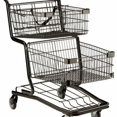 Grand chariot de magasinage noir - 2 paniers - (42 ½ x 24 x 43 ¾ po.) - Mobico Canada