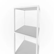 Étagère blanche en métal avec 4 tablettes fixes en mélamine 16"x16"x52¼" - Mobico inc.