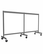 Présentoir de gondole en ''i'' argent de 48'' ( 2 sections de 24'' ) avec mélamine blanche. - Gondole HD encoches 1" - 2"cc - Mobico Canada