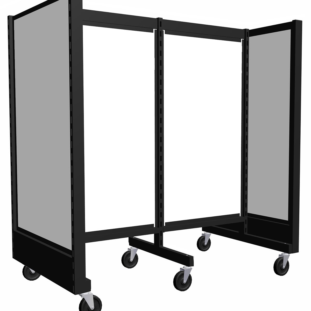 Présentoir de gondole argent de 48'' en H | 2 sections de 24'' | Mélamine blanche - Boutique de golf - Mobico Canada