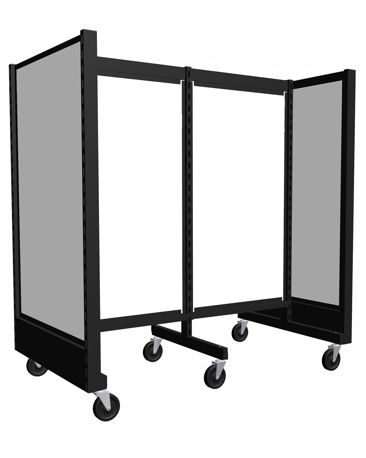 Présentoir de gondole argent de 48'' en H | 2 sections de 24'' | Mélamine blanche - Boutique de golf - Mobico Canada