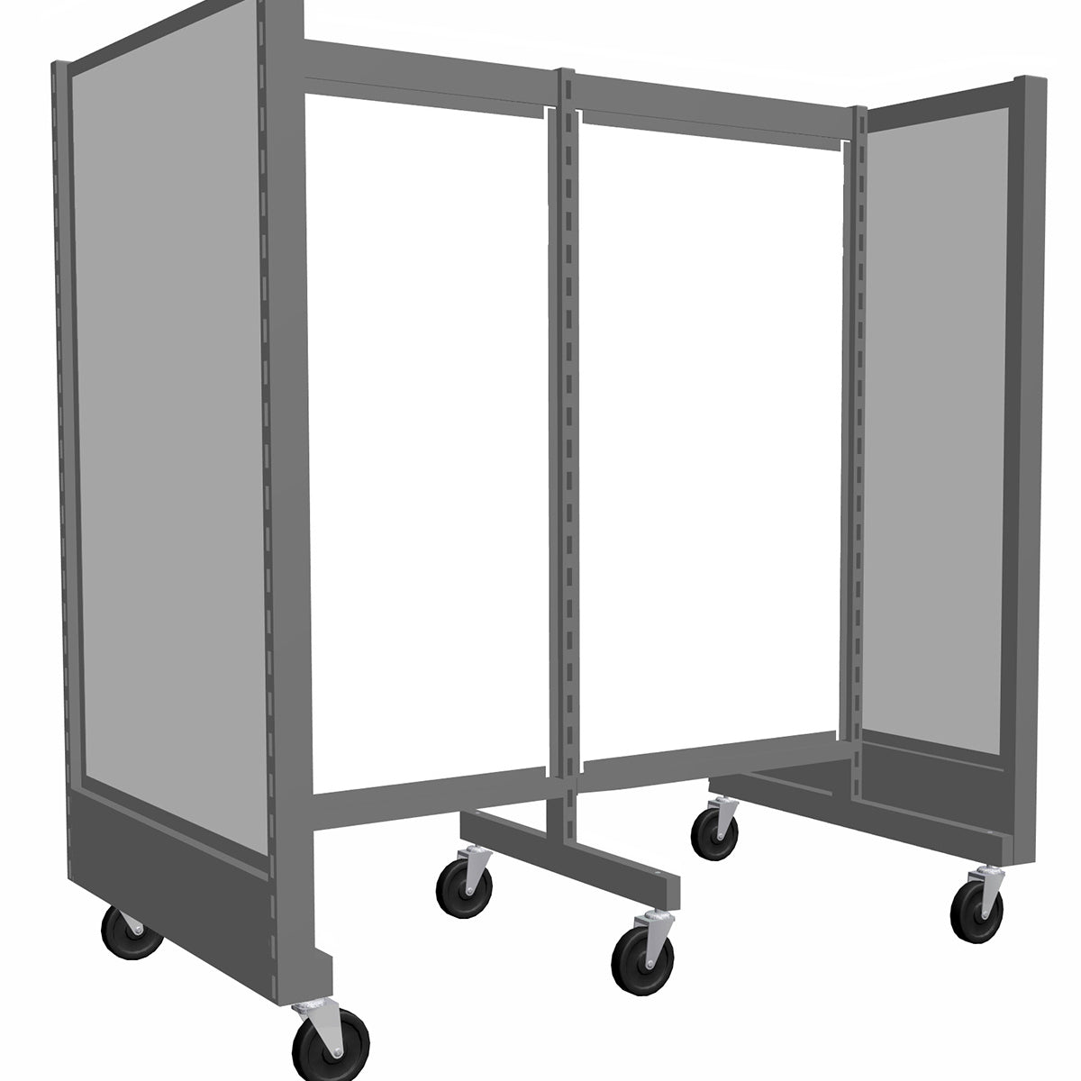 Présentoir de gondole argent de 48'' en H | 2 sections de 24'' | Mélamine blanche - Boutique de golf - Mobico Canada