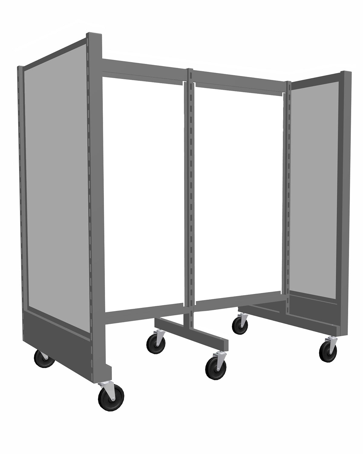 Présentoir de gondole argent de 48'' en H | 2 sections de 24'' | Mélamine blanche - Boutique de golf - Mobico Canada