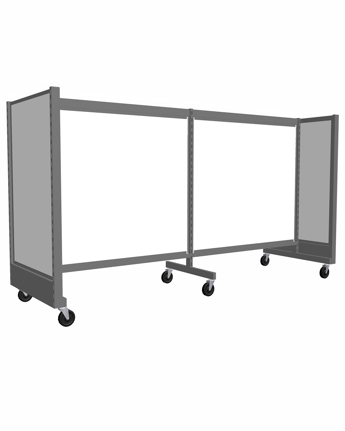 Présentoir de gondole argent de 96'' en H | 2 sections de 48'' - Gondole HD encoches 1" - 2"cc - Mobico Canada