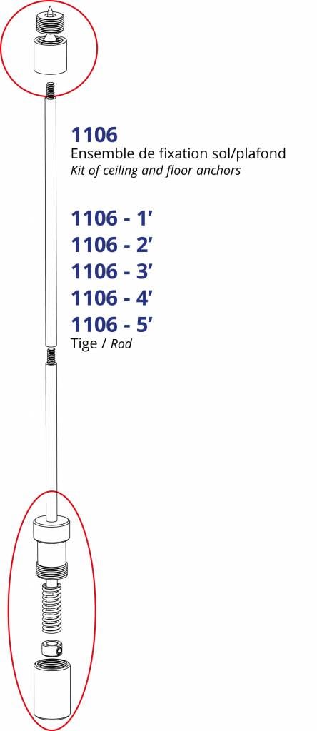 Ensemble de fixation sol/ plafond - Mobico Canada