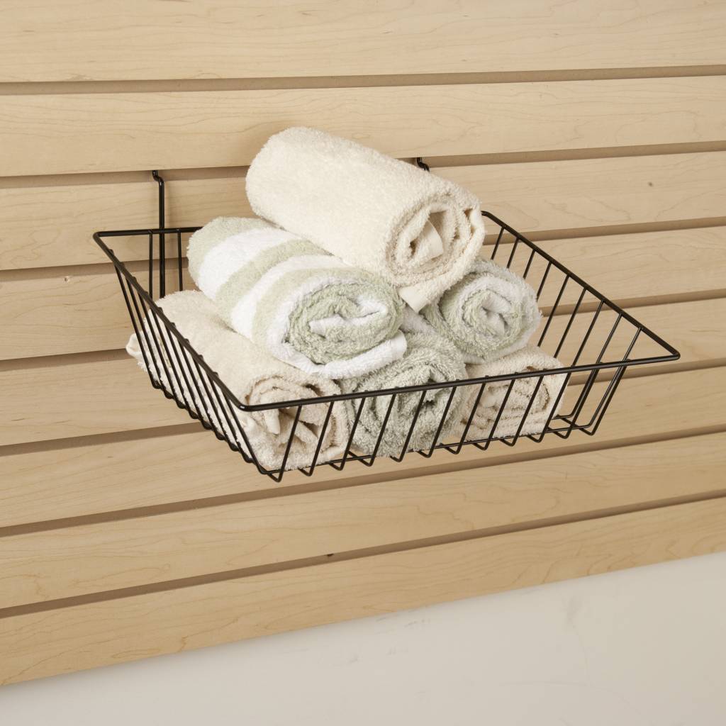 Panier 15" x 12" x 5"H noir ou blanc pour panneau perforé ou rainuré - Accessoires pour panneau perforé - Mobico Canada