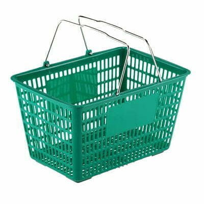 Panier de magasinage à main en plastique avec poignées de métal. - Mobico Canada