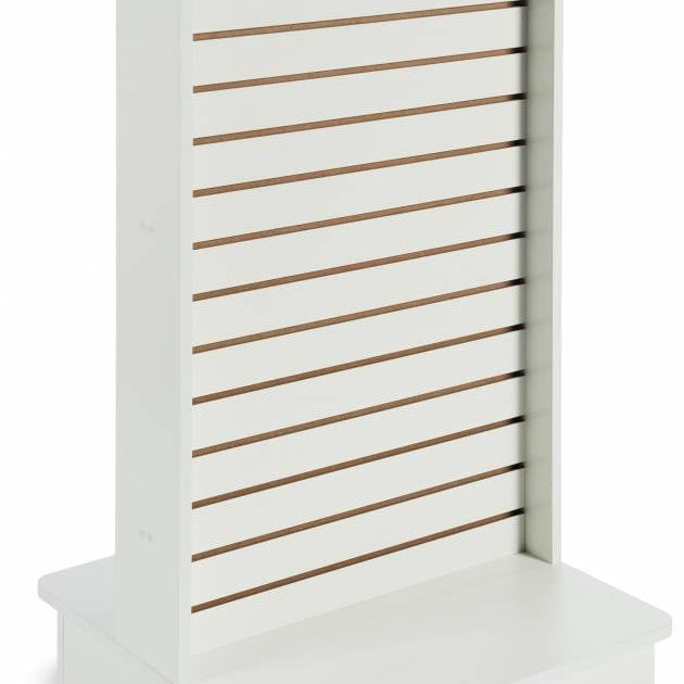 Présentoir de Gondole en slatwall - 2 voies 24"x 24"x 54"H blanc, érable et noir - Pharmacie - Mobico Canada