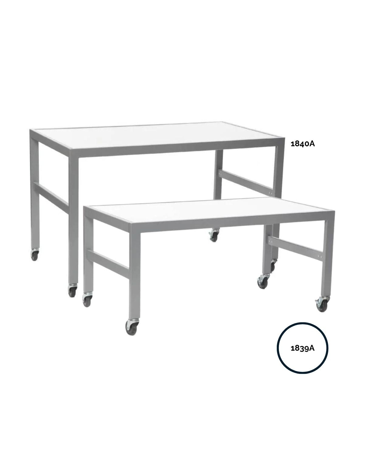 Petite table de présentation 46"x24"x21"H, dessus de mélamine blanc - Pharmacie - Mobico Canada