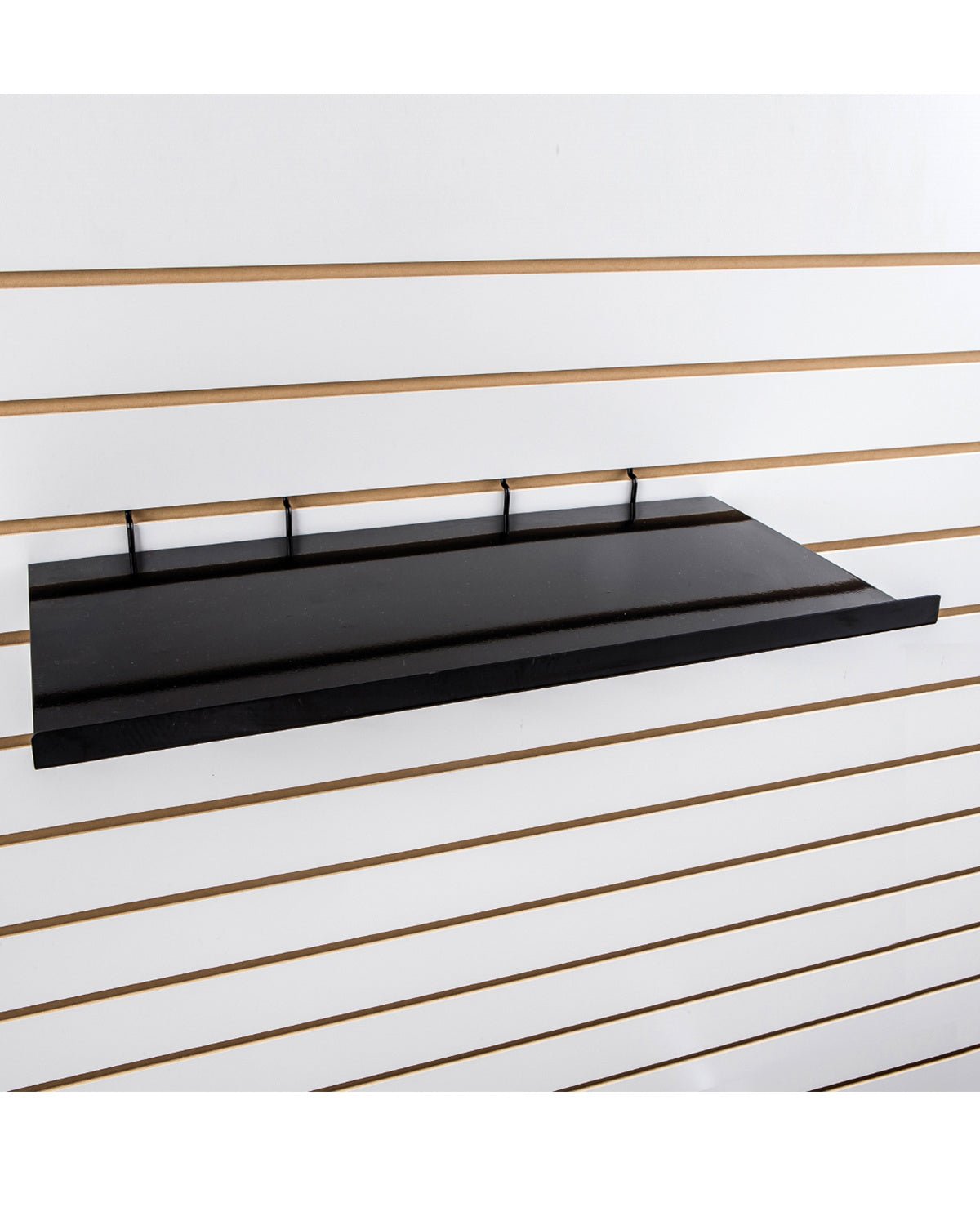 Tablette droite en métal de 24" x 12" avec rebord 5/8''. pour slatwall, noir ou blanc - Tablette - Mobico Canada