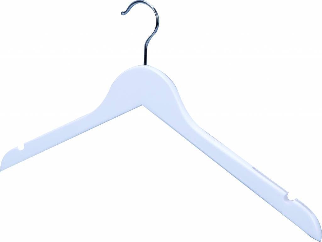 Cintre en bois blanc mat 17'' à chemise et blouse - Boîte 100 - Boutique de golf - Mobico Canada