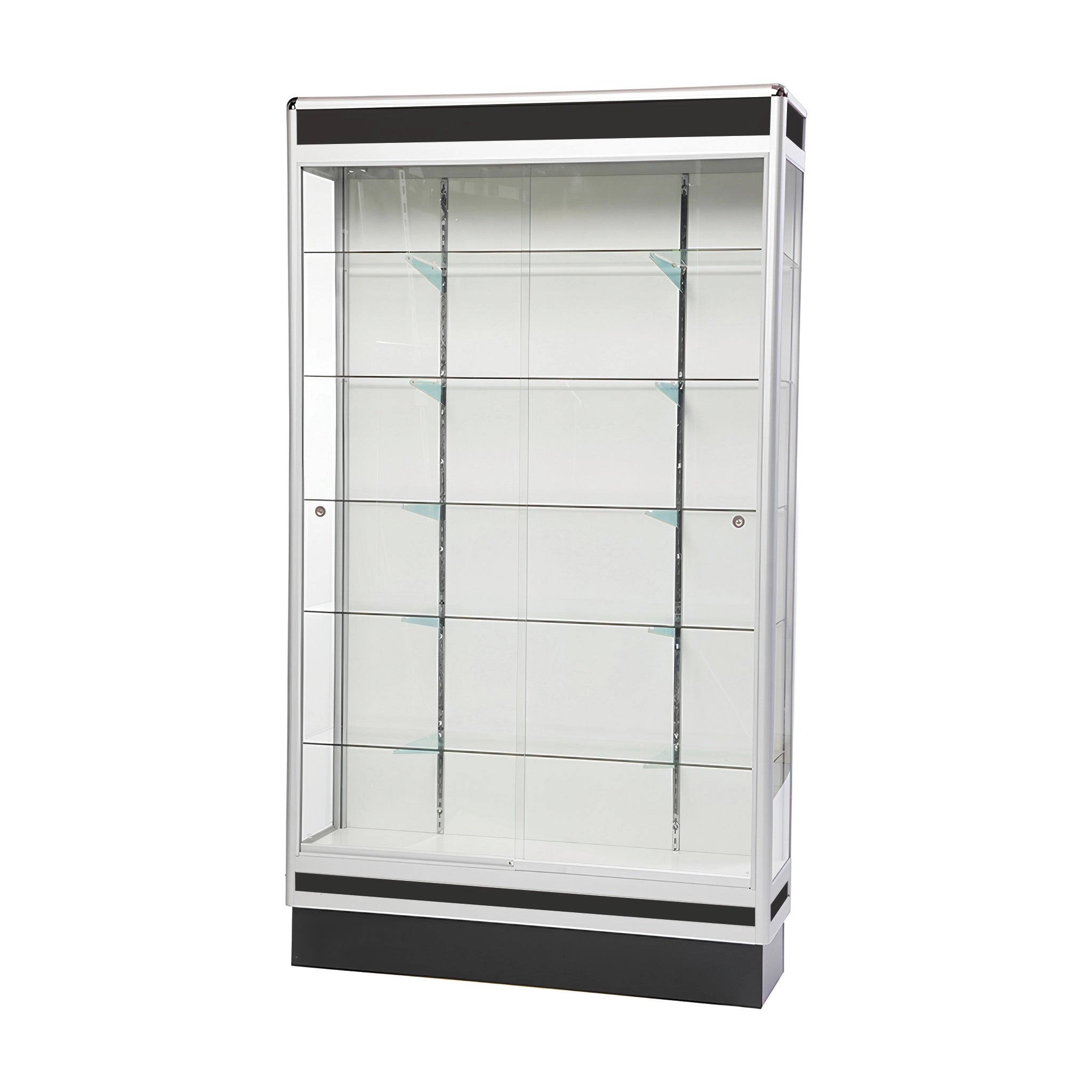 Présentoir vitré mural 84''H aluminium - Comptoirs Vitrés - Mobico inc.