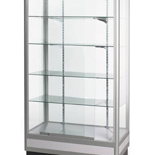 Présentoir vitré central 72''H aluminium - Comptoirs Vitrés - Mobico Canada