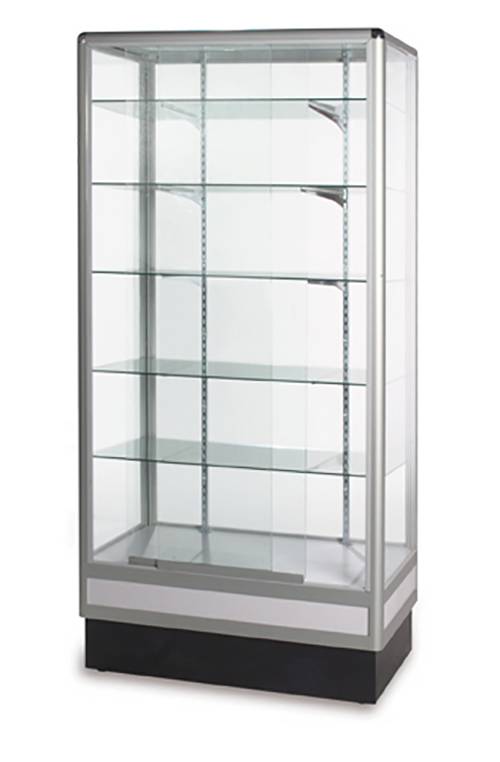 Présentoir vitré central 72''H aluminium - Comptoirs Vitrés - Mobico Canada