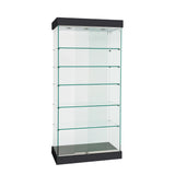 Vitrine murale verre sur verre avec tablettes en verre 76" H