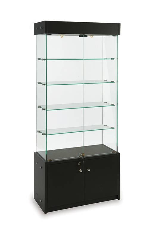 Vitrine murale ou centrale 72''H avec rangement - Comptoirs Vitrés - Mobico Canada