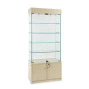 Vitrine érable avec verre trempé, DEL et rangement mélamine 28 ¼ pouces verrouillable.