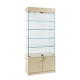 Vitrine de plancher avec rangement en mélamine et DEL