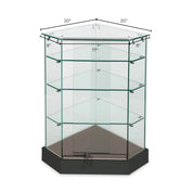 Présentoir vitré en coin verre sur verre - Comptoirs Vitrés - Mobico inc.