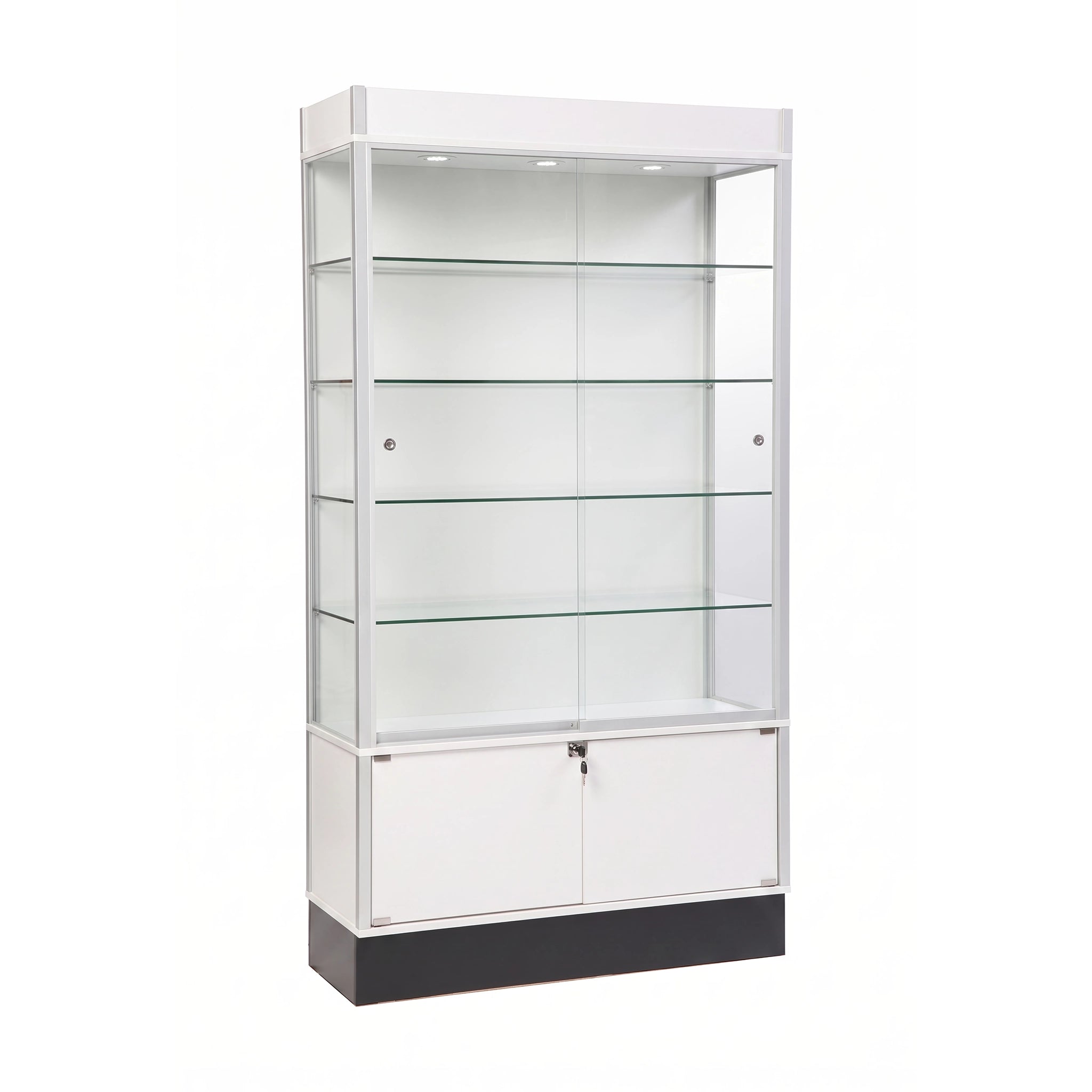 Wall glass display cabinet with locked storage 42” x 16” x 78”