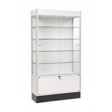 Wall glass display cabinet with locked storage 42” x 16” x 78”