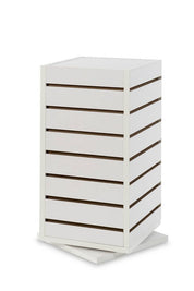 Tour de comptoir pivotante en slatwall 12"x 12"x 25"H, noir, blanc ou érable - Présentoirs de comptoir - Mobico Canada