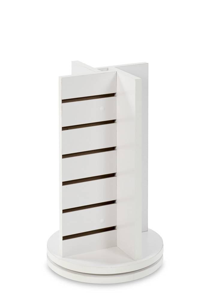 Tour de comptoir pivotante en CROIX 12"x 12"x 25"H, blanc ou érable - Présentoirs de comptoir - Mobico Canada