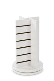 Tour de comptoir pivotante en CROIX 12"x 12"x 25"H, blanc ou érable - Présentoirs de comptoir - Mobico Canada