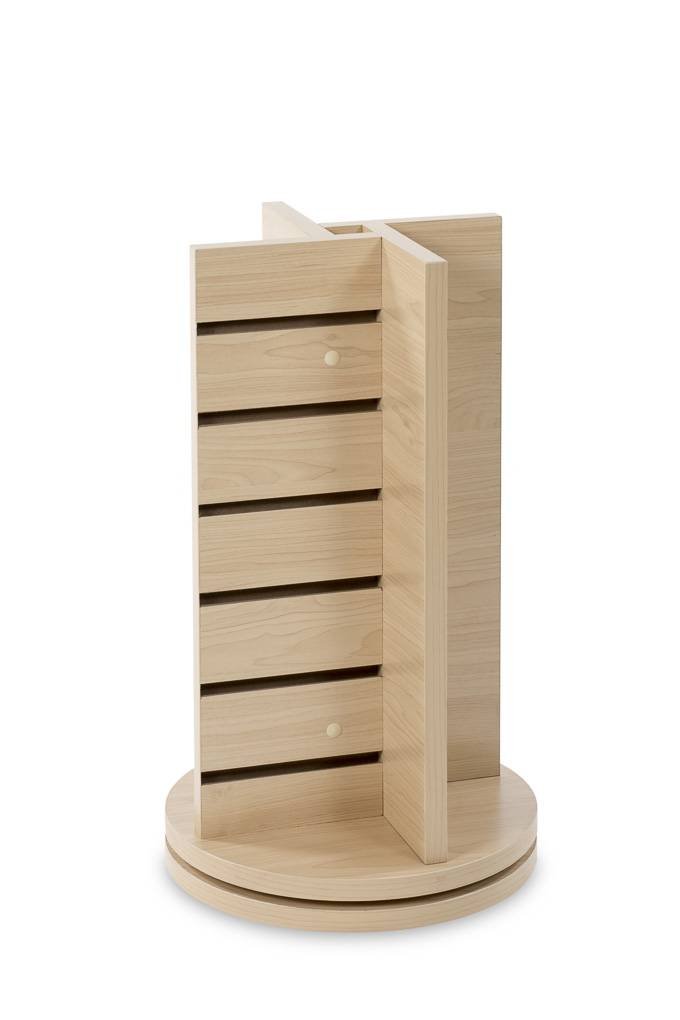 Tour de comptoir pivotante en CROIX 12"x 12"x 25"H, blanc ou érable - Présentoirs de comptoir - Mobico Canada