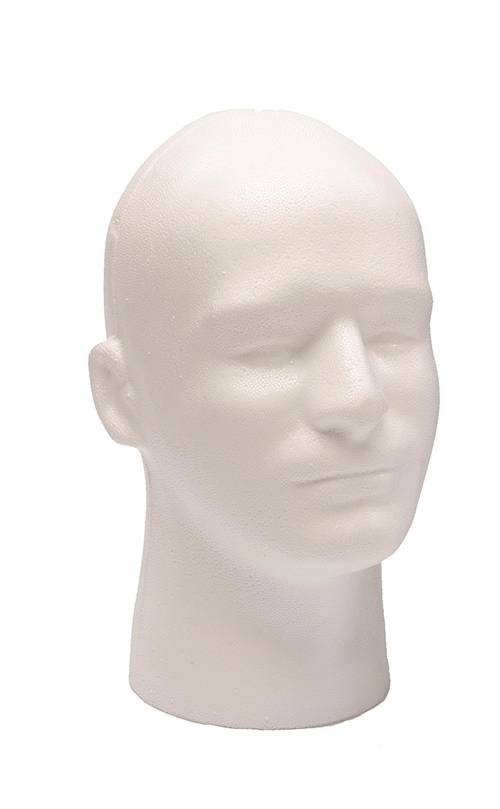 Tête d’homme avec cou, 12''H, styromousse blanc - Tête - Mobico Canada