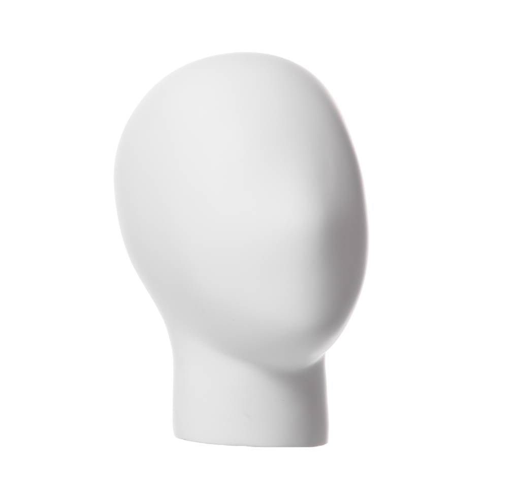 Tête de femme abstraite avec cou 10"H, fibre de verre blanc mat - Tête - Mobico Canada