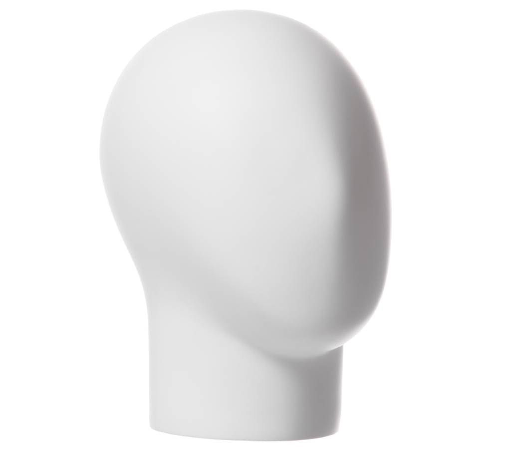 Tête d'homme abstraite avec cou 10.5"H, fibre de verre blanc mat - Tête - Mobico Canada