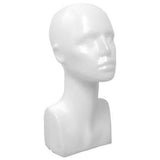 Female's head with neck & shoulder 15"H, matte white plastic