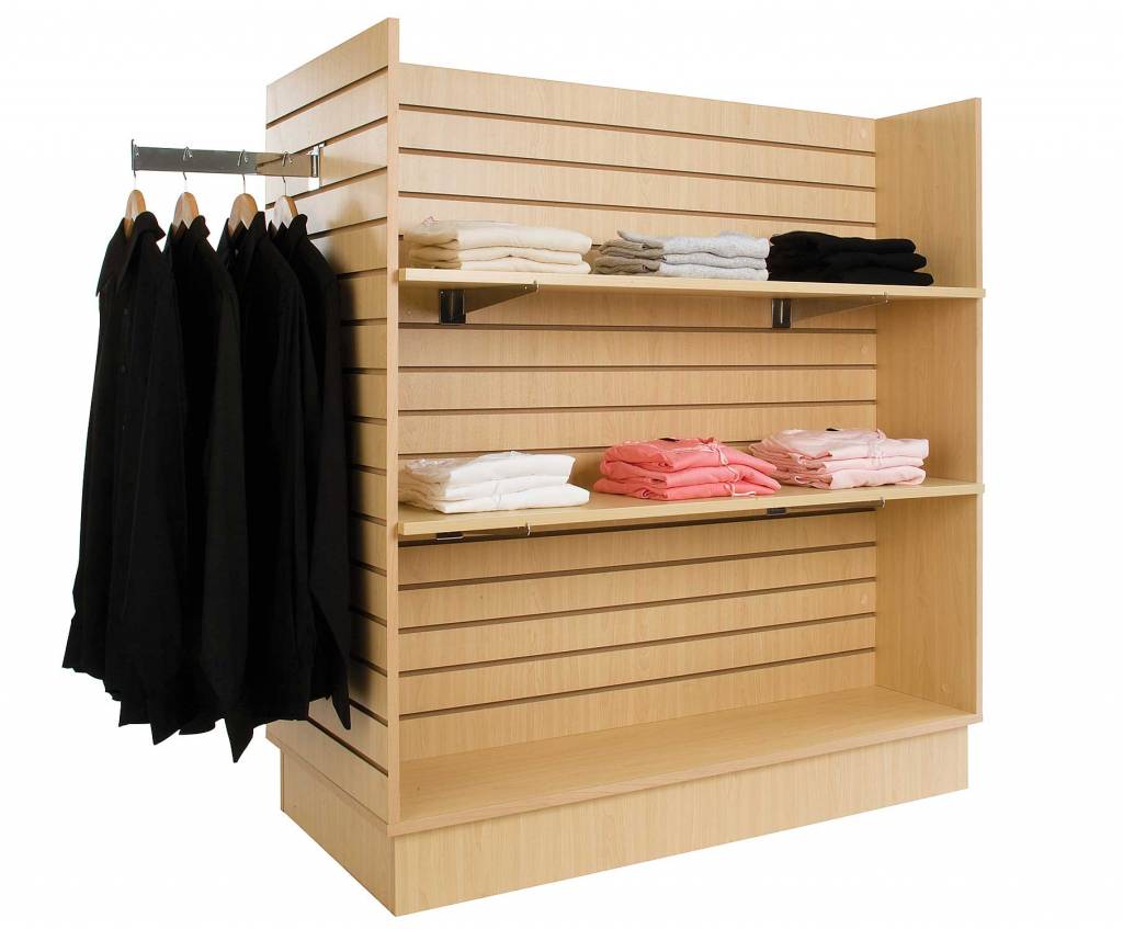 Présentoir de Gondole en H 48"x 24"x 54"H blanc, érable ou noir - Tour pivotante & îlot - Mobico Canada
