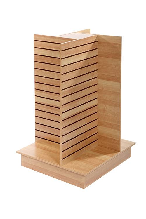 Gondole de slatwall en croix 4 côtés 36’’x 36’’x 54’’H noir, blanc ou érable  - Pharmacie - Mobico Canada