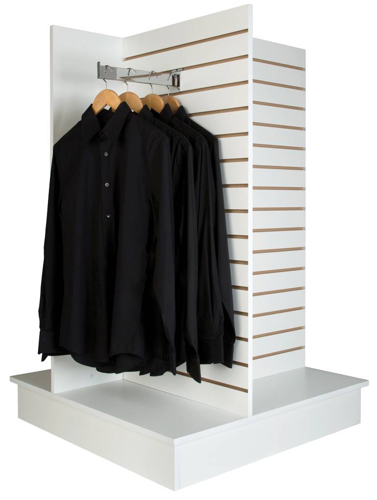 Gondole de slatwall en croix 4 côtés 36’’x 36’’x 54’’H noir, blanc ou érable  - Pharmacie - Mobico Canada