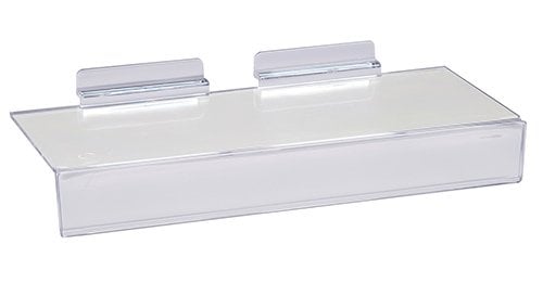 Tablette droite 10" x 4" avec porte - prix de pour panneau rainuré - Tablettes en acrylique - Mobico Canada